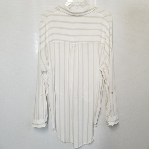 ANTHROPOLOGIE MAEVE Ivory Striped Hi Lo Top Size M - Picture 7 of 8
